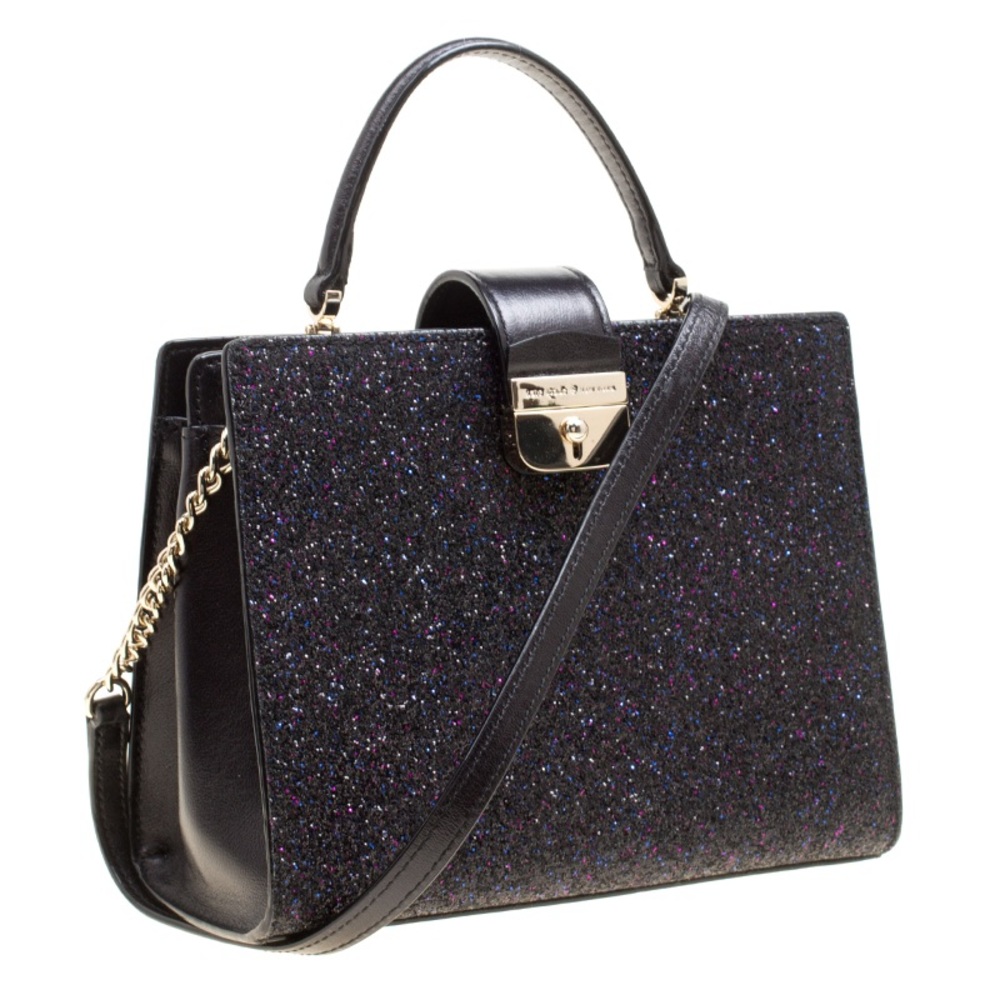 EUC Kate Spade Black Glitter Sunset Lane Mini Kirin Top Handle Bag/Cross…